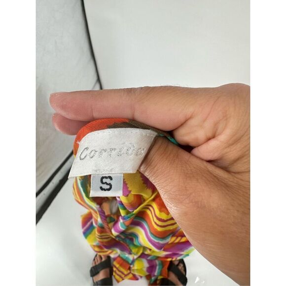 Corrida Women's Rainbow Striped Balloon Sleeve Wrap Maxi Dress Multi-Color Small - Picture 2 of 9